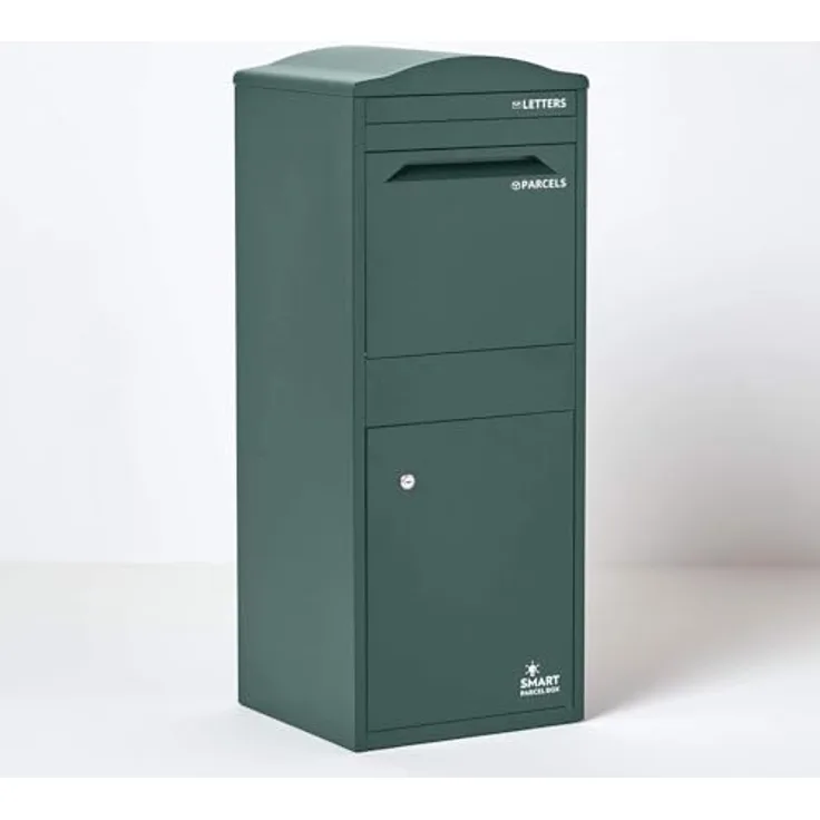 Smart Parcel Box XXL grün mit Bogendach 41.5 x 38.5 x 104 cm, Paketbriefkasten zur Wand- oder Bodenmontage, Paketbox für Zuhause & Unternehmen, Briefkasten für Pakete & Briefe