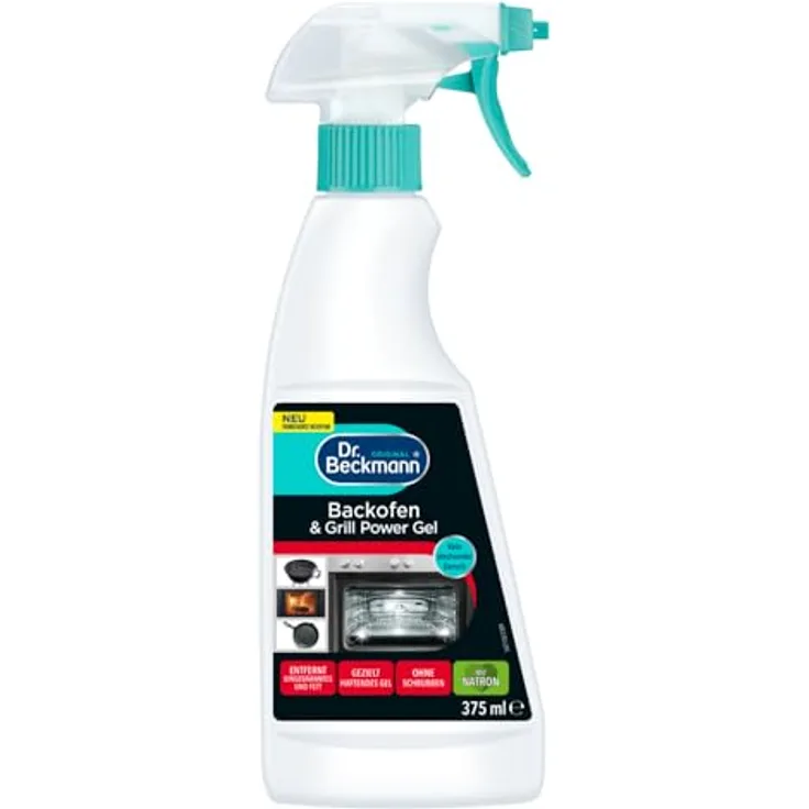 Dr. Beckmann Backofen & Grill Power-Gel, 375ml Hochwirksamer Backofenreiniger mit geruchsneutraler Gel-Formel für hartnäckige Verkrustungen
