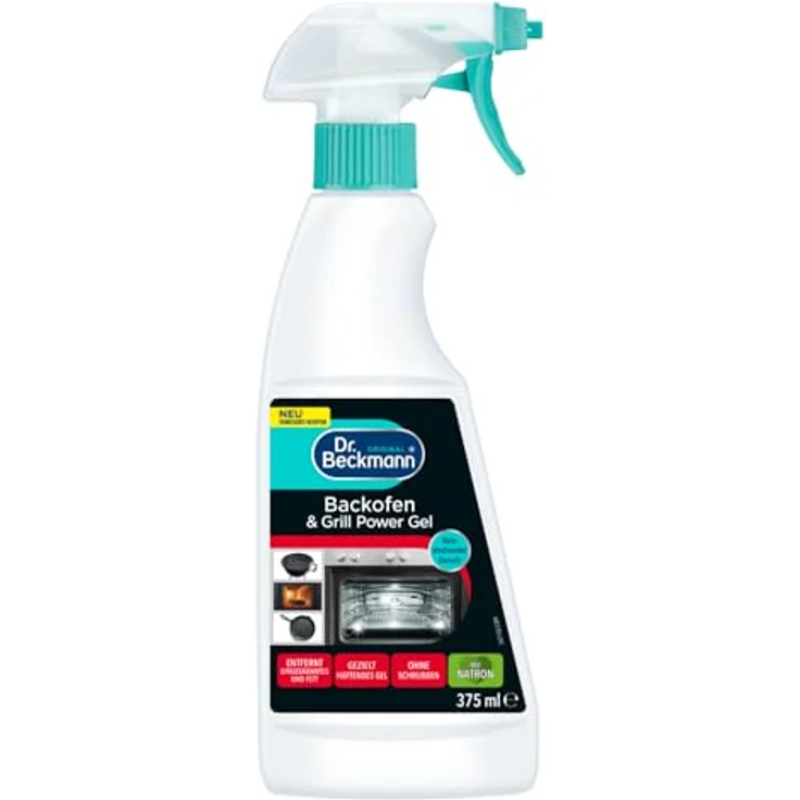 Dr. Beckmann Backofen & Grill Power-Gel, 375ml Hochwirksamer Backofenreiniger mit geruchsneutraler Gel-Formel für hartnäckige Verkrustungen – Bild 1