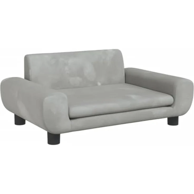 vidaXL Hundebett, Hundekissen mit weicher Polsterung, Hundesofa Hundecouch für kleine Hunde Haustiere, Haustierbett Katzenbett, Hellgrau Samt – Bild 1