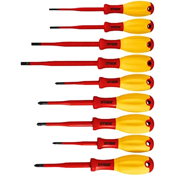 STIER Schraubendreher-Satz slimVDE+ 9-teilig 80-125 mm mit Schlitz Phillips Pozidriv PlusMinus-Pozidriv, Schwarz – Bild 1