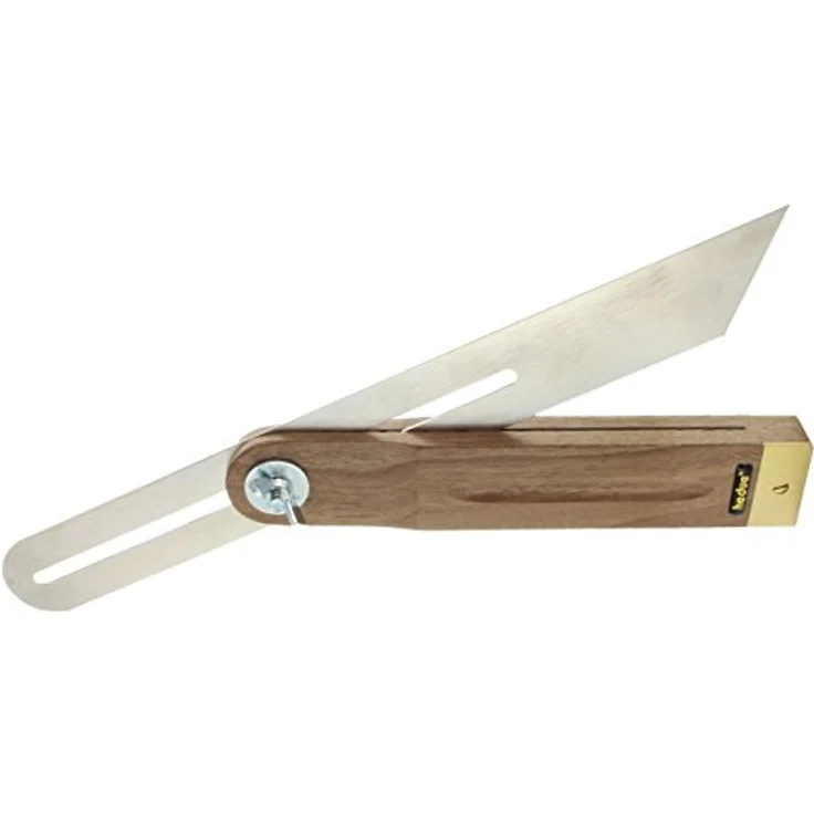 Hedue Tischler-Set A031, Winkelmesser mit Edelstahlblatt und Nussbaumholzgriffen, 300 mm, präzise Winkelgenauigkeit 0,06° – Bild 5