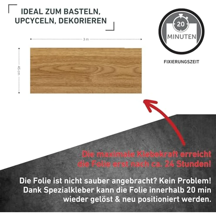 Venilia Klebefolie Eiche Hell, Dekofolie Möbelfolie Tapeten selbstklebende Folie, PVC, Natur-Holzoptik braun, 95µm (Stärke: 0,095 mm), 53148, 45 x 300 cm - Preisvergleich – Bild 2