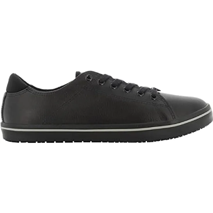 OXYPAS Sneaker Leder Clark, Arbeitsschuhe mit ESD und SJ Grip, herausnehmbaren Einlegesohlen, tief geschnitten, schwarz