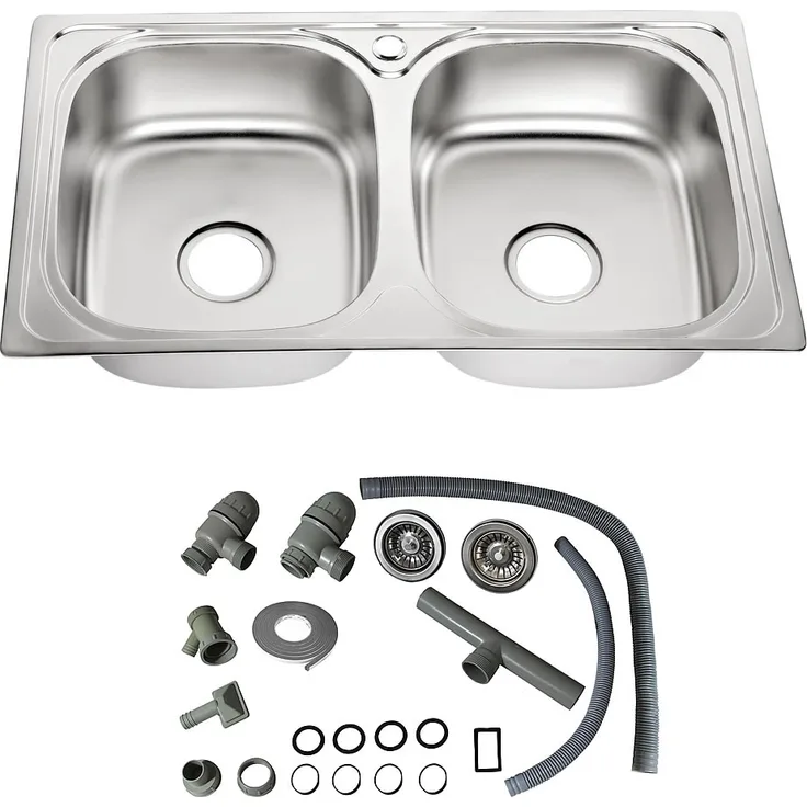 MUCOLA Doppelspülbecken Edelstahl Spüle Einbauspüle Edelstahlspüle Spülbecken Küche