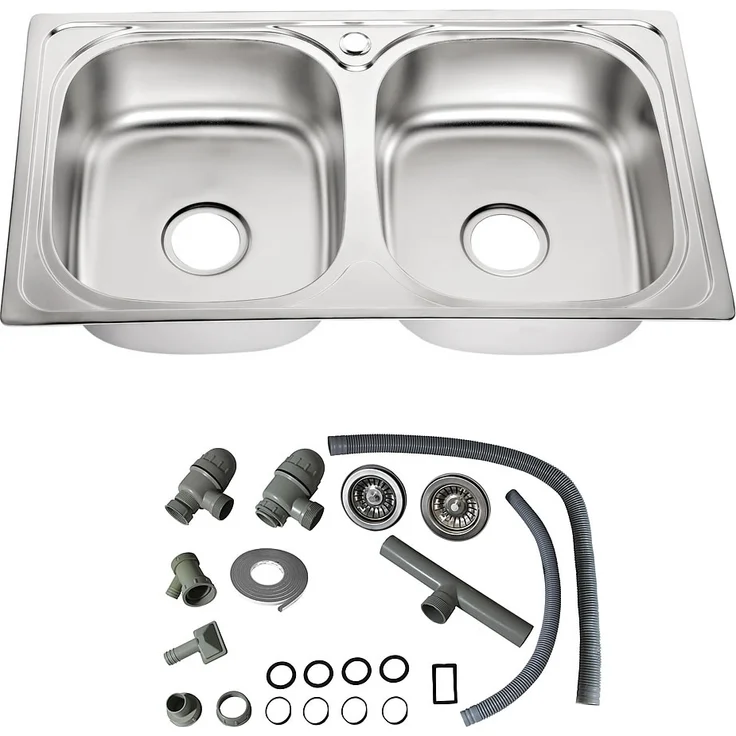 MUCOLA Doppelspülbecken Edelstahl Spüle Einbauspüle Edelstahlspüle Spülbecken Küche – Bild 1