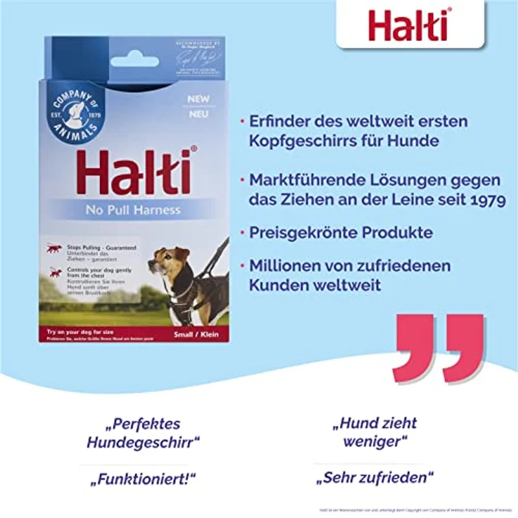 HALTI No Pull Anti-Zug Geschirr, Größe Klein - Verhindert, dass Ihr Hund an der Leine zieht, Gepolsterter Brust- und Beingurt, Reflektierendes Gurtmaterial, Einfache Anpassung und Benutzung – Bild 5