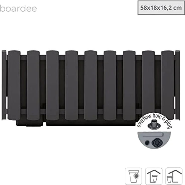 Jardinera para balcón BOARDEE FENCYCASE, dimensiones (mm) 580x180x162, color Antracita – Bild 3