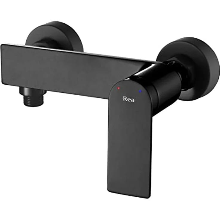 Rea Duscharmatur STORM BLACK, Einhebel Brausebatterie mit Messing Duschkopf, Wandmontage, schwarz – Bild 3