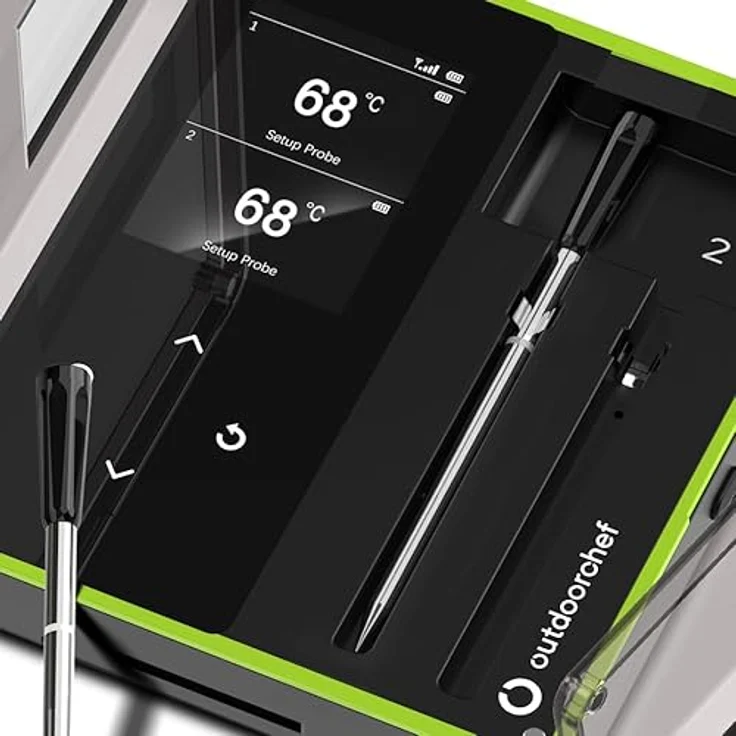 OUTDOORCHEF Easy Check Thermometer Dual, Kabelloses Bluetooth Grillthermometer mit 2 schmalen Fühlern, bis 200m Reichweite, -10°C bis 300°C, lange Akkulaufzeit – Bild 4