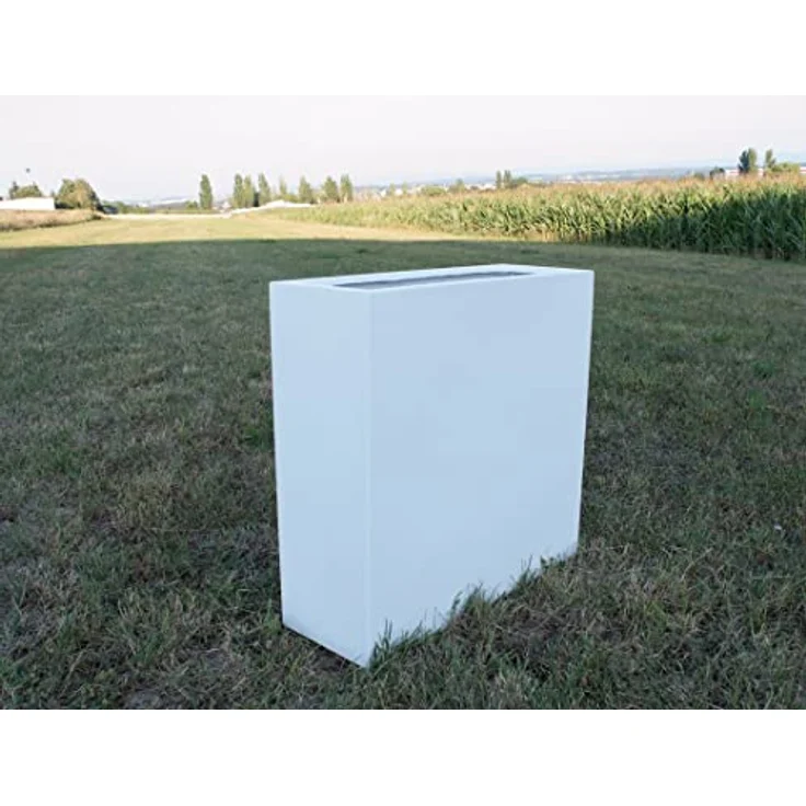 Elegant Einrichten Pflanzkübel Fiberglas Rechteckig 84x30x80cm, UV-beständig und frostgesichert, Perlmutt-Weiß – Bild 4