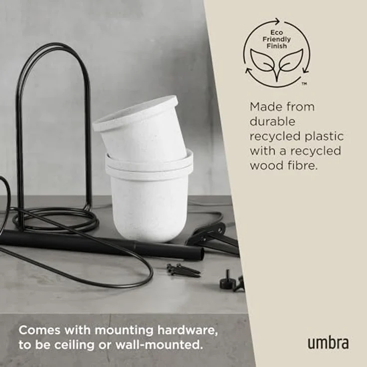Umbra Triflora Vase, Hängeblumentopf, Wandvase, Blumenampel für Wand-und Deckenanbrinung, Melamin, Metall, Weiss-Schwarz, 3er-Set – Bild 6