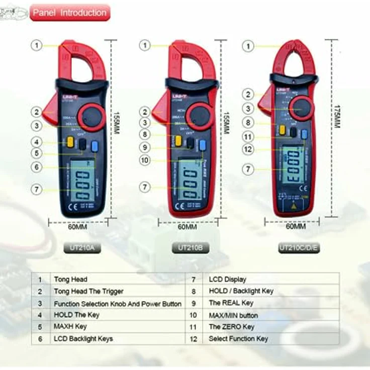UNI-T UT210D Mini Zangenmultimeter, AC/DC Strommessgerät mit PEAK HOLD & DATA HOLD, True RMS, NCV, CAT III 600V, für Gleichstrommessung von 0,1mA bis 100A, inkl. Temperatursonde und Messleitungen – Bild 4