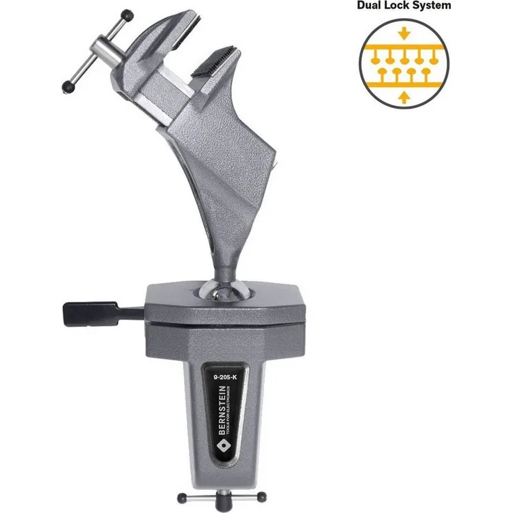 BERNSTEIN TOOLS FOR ELECTRONICS Gelenkschraubstock Kugelgelenk-Schraubstock SPANNFIX zum Anklemmen (Klett), ergonomisch einstellbar, mit auswechselbaren Spannbacken - Farbe: variabel
