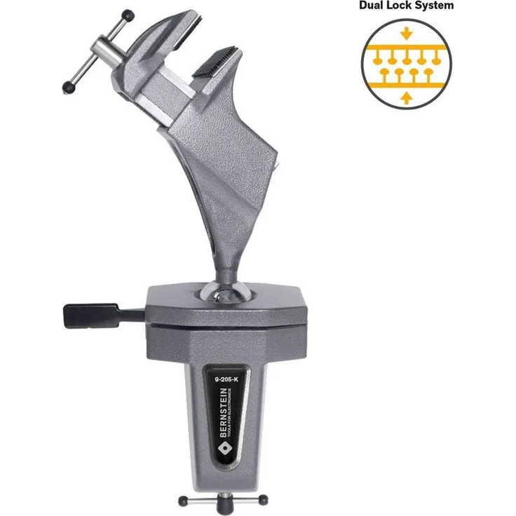 BERNSTEIN TOOLS FOR ELECTRONICS Gelenkschraubstock Kugelgelenk-Schraubstock SPANNFIX zum Anklemmen (Klett), ergonomisch einstellbar, mit auswechselbaren Spannbacken - Farbe: variabel – Bild 1