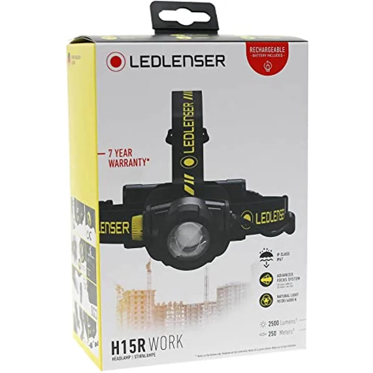 Ledlenser H15R Work, Stirnlampe (2500 lm) mit extrem hoher Leuchtstärke und robustem Design, neutralweißes, flickerfreies Licht, stufenloses Dimmen, Stoss-, Staub- und Wasserschutz, mikrobenresistentes Material – Bild 6