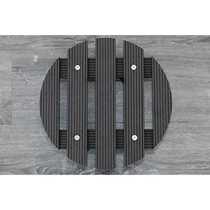 Metafranc WPC-Pflanzenroller Ø 300 mm-60 kg Tragkraft-Anthrazit-PP-Räder-Feststeller-Witterungsbeständig-Outdoorroller-Untersetzer mit Rollen-Transporthilfe für Pflanzen - 825130 – Bild 4
