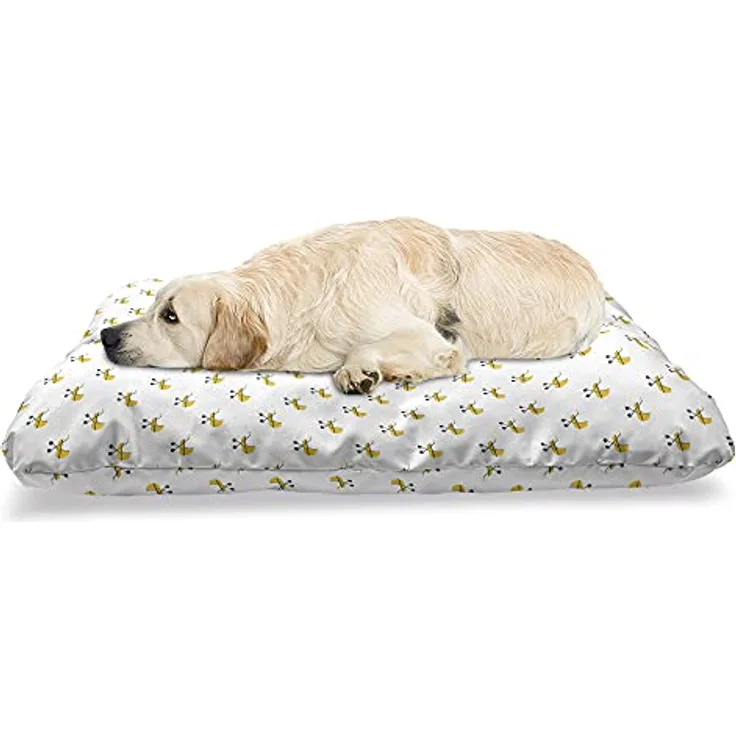 ABAKUHAUS grau Gelb Haustierbett, Moderne Kinderwagen, beissfestes Kissen für Hunde und Katzen mit abnehmbaren Bezug, 60 cm x 100 cm, Gelb, Blau, Grau