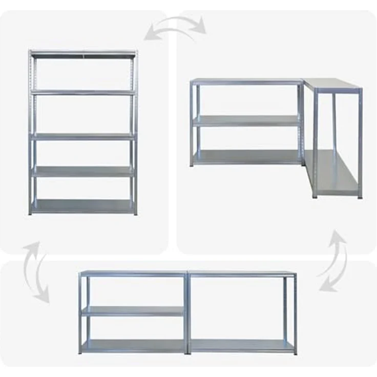 Proregal Schwerlastregal Mega Deal Steel Eagle, Verzinkt, H 180 x B 120 x T 40 cm, 5 Böden, Traglast 130 kg pro Boden, Einfache Steckmontage – Bild 6