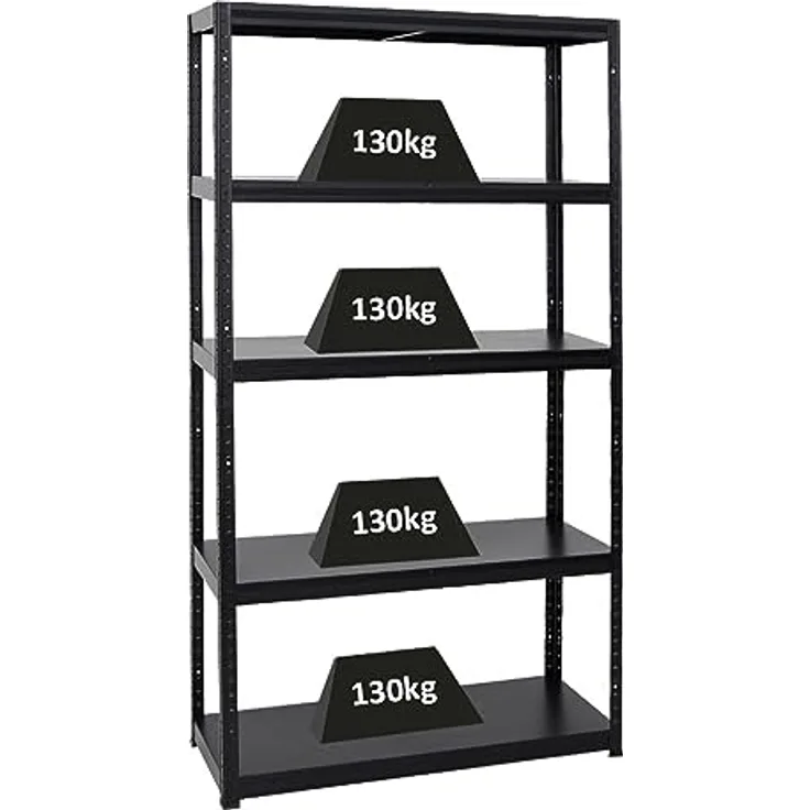 PROREGAL Metallregal Steel Eagle 180x100x40cm, Schwerlastregal mit 130kg Fachlast, schwarz, ideal für Küche, Keller und Garage