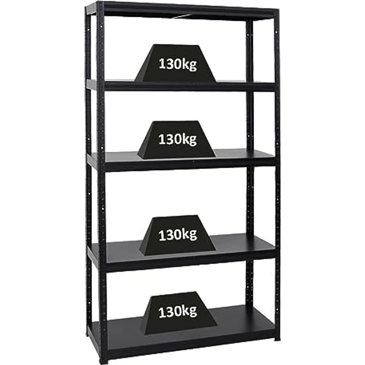 PROREGAL Metallregal Steel Eagle 180x100x40cm, Schwerlastregal mit 130kg Fachlast, schwarz, ideal für Küche, Keller und Garage – Bild 1