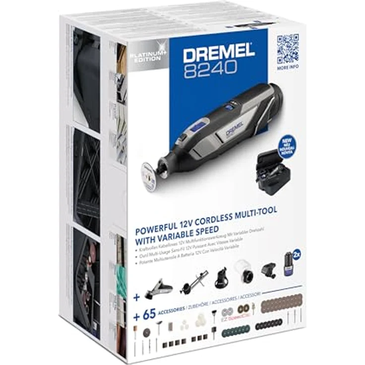 DREMEL Akku-Multifunktionswerkzeug Dremel 8240-5/65 Platinum+ Box, 12V Akku-Multitool mit 5 Aufsätzen und 65-tlg. Zubehörset – Bild 12