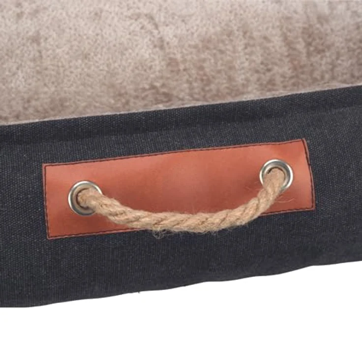 TRIXIE Hundebett BE Nordic Föhr 60x50 cm in schwarz/Sand – eckiger Hundekorb für kleine & große Hunde - gemütliches Hundekörbchen mit praktischem Tragegriff - weich & waschbar - 36590 – Bild 5