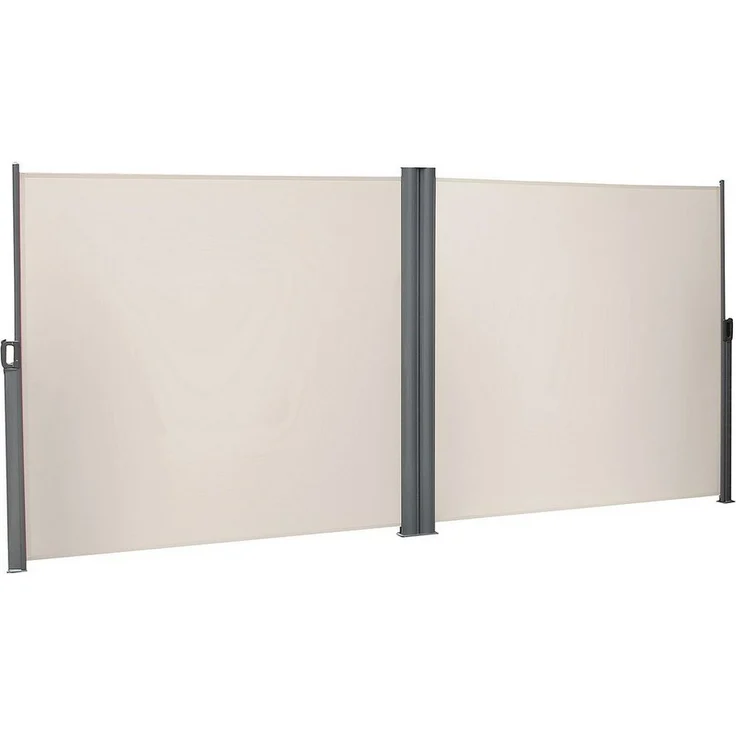 SONGMICS Markise Doppelseitenmarkise ausziehbare Seitenmarkise Sichtschutz, 6m Breite, Aluminium Polyester, 280g/m², wasserfeste PU-Beschichtung, 160x600/180x600/200x600 cm, Weiß – Bild 1