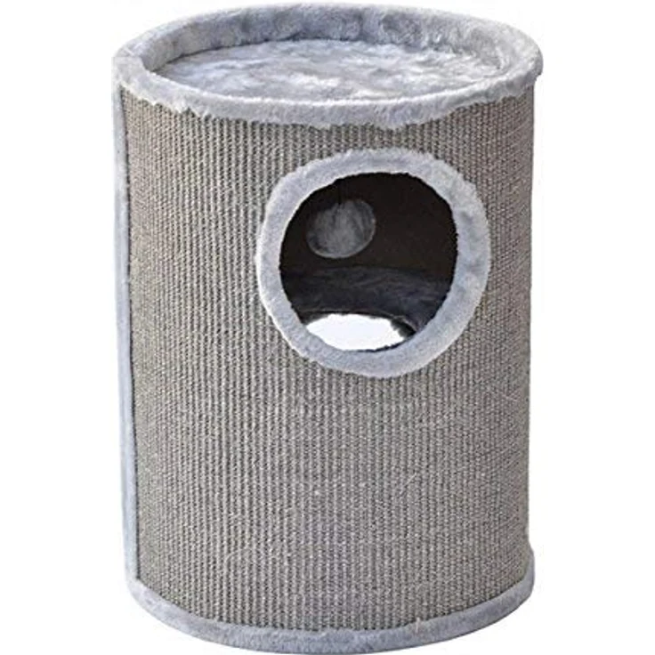 nanook Kratztonne Sisaltonne Kratzturm Kratzbaum Condo mit Spielball, Plüsch und Sisal, grau 50 cm – Bild 4
