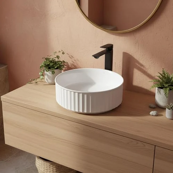 wohnwerk.idee Aufsatzwaschbecken Charlotte, Keramik Weiß Klein für Gäste WC/Gäste Bad – Bild 3