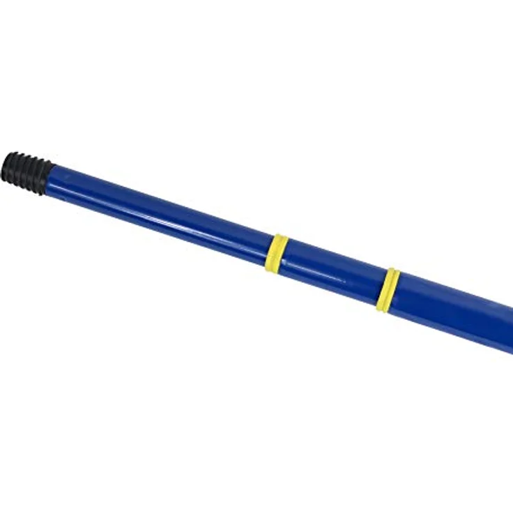 Pullach Hof Teleskopstiel Eckbesen-Set mit 4 Meter Teleskopstange, italienisches Grobgewinde, strapazierfähige Kunststoffborsten, blau – Bild 8