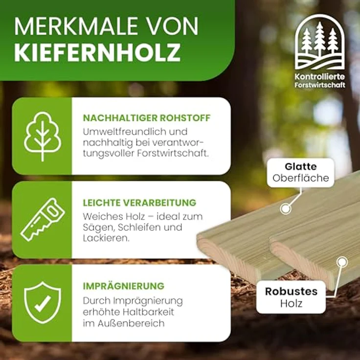 Gartenpirat Holzpaket für Lattenzaun, kesseldruckimprägniert, 180 cm breit, 60 cm hoch, Typ A – Bild 2