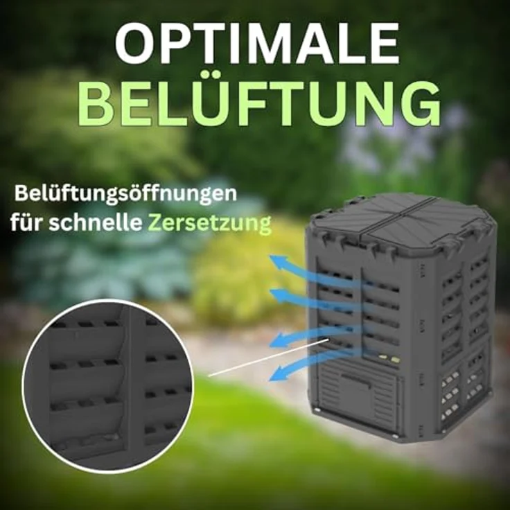 ViD Komposter 360 Liter Schwarz, stabiler Garten Schnellkomposter mit integriertem Belüftungssystem und einfachem Zugang – Bild 3