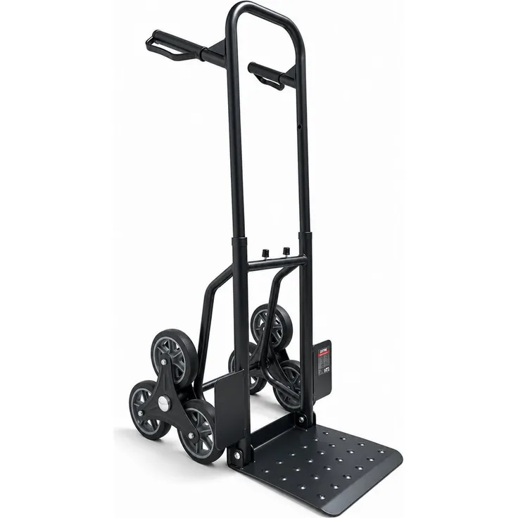 DeTec Treppensackkarre DT-150SKT, klappbar bis 150 kg mit 6 Treppensteigrädern, schwarz, platzsparend faltbar