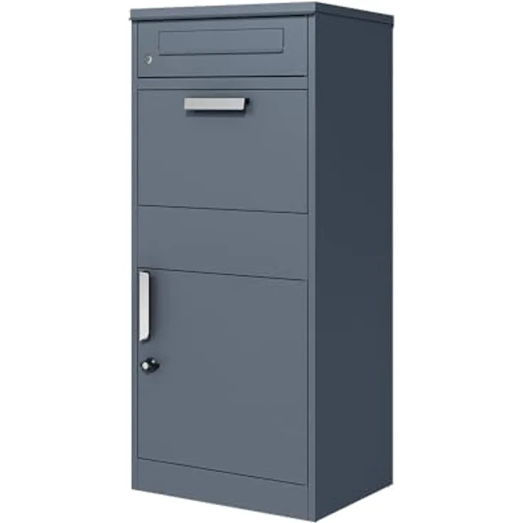 WESTMANN Stahl Paketbox Pedro | Anthrazit | 66 Liter Volumen, mit abnehmbarem Pflanzkasten