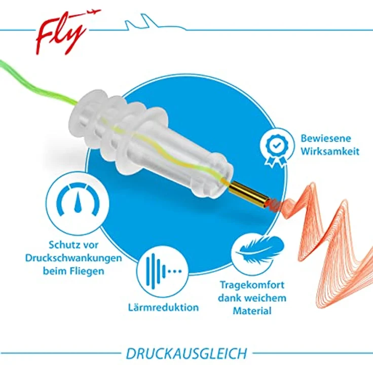 SANOHRA fly Ohrstöpsel für Kinder - schmerzfreies Fliegen - Ohrenstöpsel erleichtern den Druckausgleich im Flugzeug - 24 dB SNR Lärmdämmung - mehrfach verwendbar - 1 Paar - für Kinder – Bild 4
