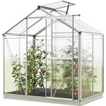 GFP Gewächshaus Jasmin 2 Alu-Rahmen 192 x 131 cm Polycarbonat Platten - mit Fundamentrahmen & automatischem Fensteröffner