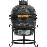 BBQ-Toro Kamado Grill | Holzkohlegrill Haiiro Ø 32 cm mit Thermometer, Holzgriff | Grau | Kamado Keramikgrill, Mini Holzkohlegrill, Mini Kamado Grill, Keramik Grill, Kamado BBQ, Ceramic Grill