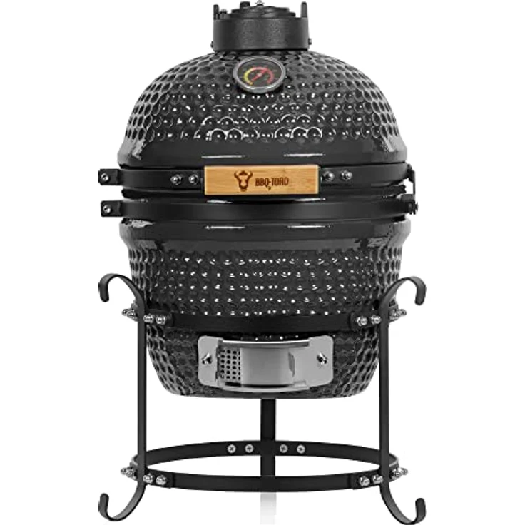 BBQ-Toro Kamado Grill | Holzkohlegrill Haiiro Ø 32 cm mit Thermometer, Holzgriff | Grau | Kamado Keramikgrill, Mini Holzkohlegrill, Mini Kamado Grill, Keramik Grill, Kamado BBQ, Ceramic Grill – Bild 1