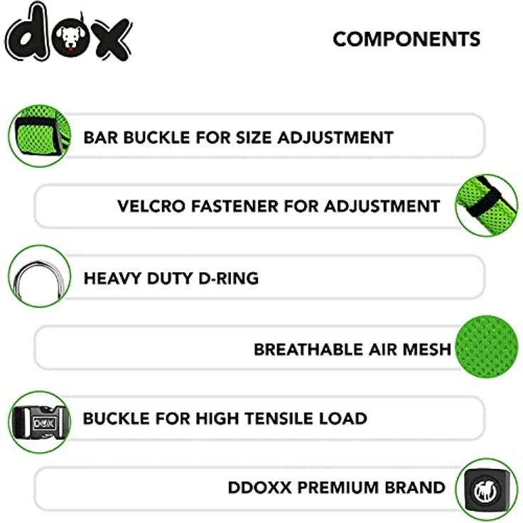 DDOXX Hundegeschirr Air Mesh, Step-In, verstellbar, gepolstert | viele Farben & Größen | für kleine, mittlere & große Hunde | Brust-Geschirr Hund Katze Welpe groß | Katzen-Geschirr klein | Grün, M – Bild 2