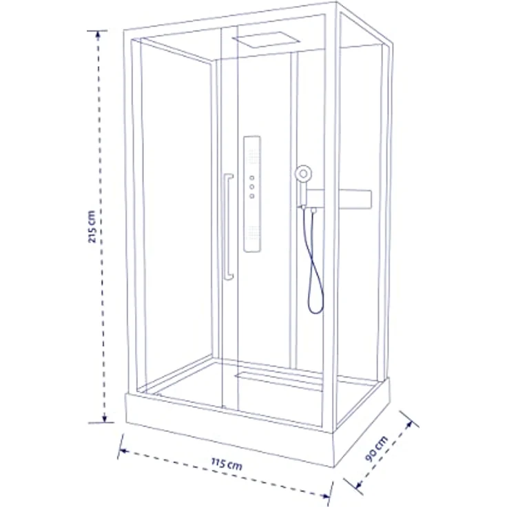 MARWELL Komplettdusche Fertigdusche White Rectangle 90 x 115 x 215 cm – mit Fronteinstieg - Duschkabine mit hochwertigen Aluminiumprofilen - Einstiegshöhe 15 cm – Bild 3