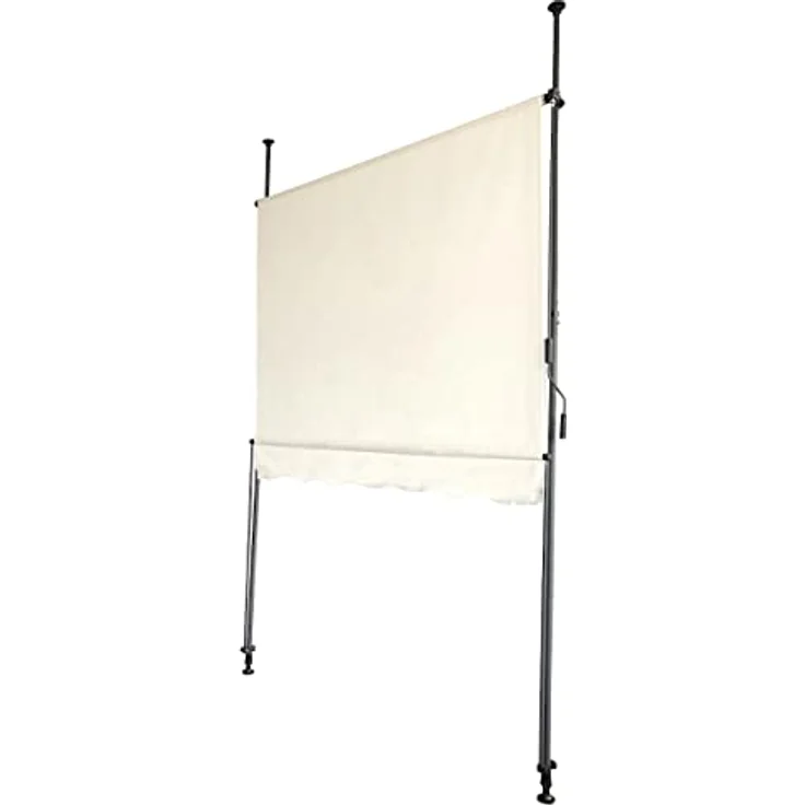 SVITA Klemmmarkise Balkonmarkise Sonnenschutz Markise Handkurbel ohne Bohren 300x120 cm (BxT) Beige, Wetter- und UV-beständig, höhenverstellbare Teleskop-Stangen – Bild 2