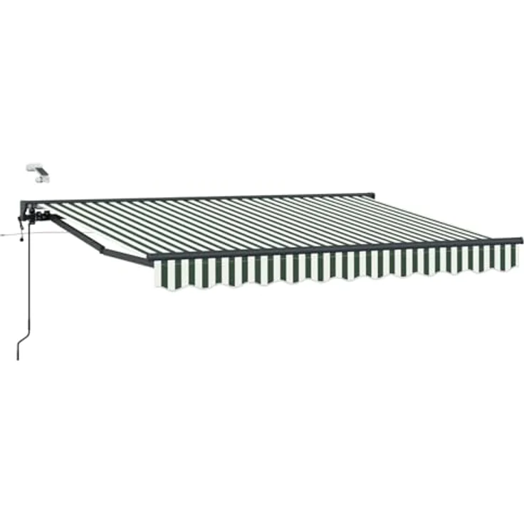 vidaXL Elektrische ausziehbare Markise, wetterfester Polyesterstoff, 3 x 2,5 m, Grün, Weiß, Anthrazit – Bild 1