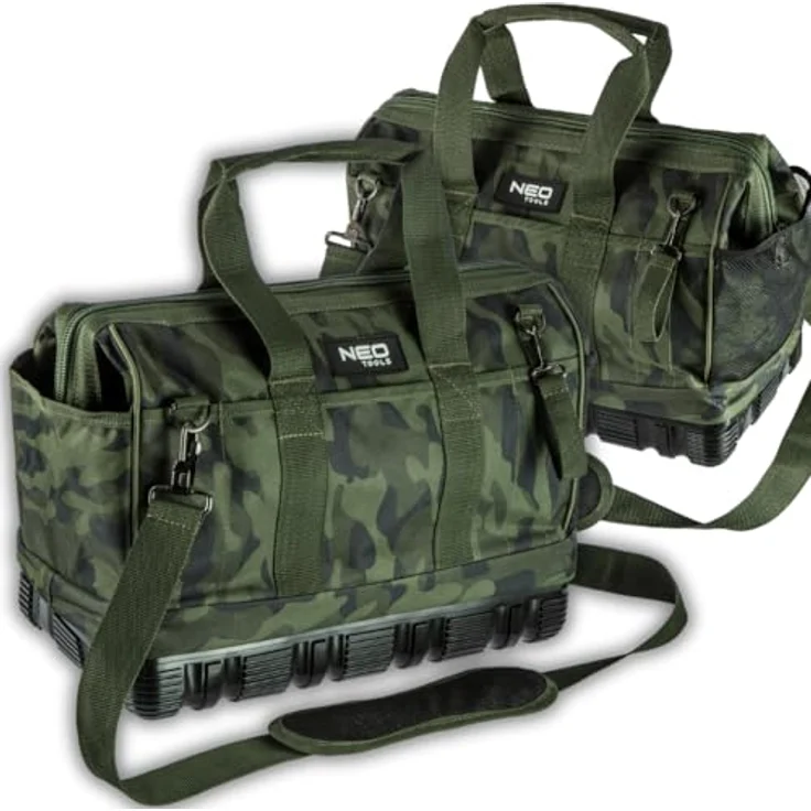 NEO TOOLS Werkzeugkoffer CAMO, Profi-Handwerkertasche 100% Nylon 600D, wasserdichter Boden, 40 x 22 x 33 cm, regulierbarer Schultergurt, Außentaschen – Bild 1