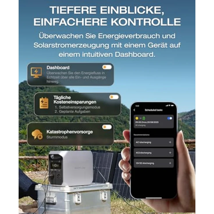 EcoFlow DELTA 3 Classic Tragbare Powerstation, 1 024Wh LiFePO4, 1 800 W AC (3 600 W Spitze), 100 W USB-C, Hellgrau, 1-Stunden-Schnellladung – Bild 7