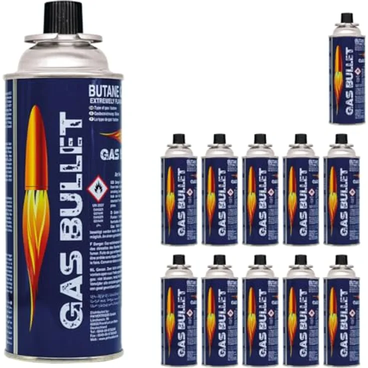 Gas Bullet ® Gaskartusche 227g mit Bajonett-Ventil (MSF-1a) | Butan | Ideal für Camping und Outdoorküchen | Sichere Anwendung und langlebige Leistung