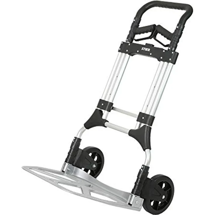 STIER Sackkarre Premium klappbar, Aluminium Transportkarre, Belastbarkeit bis 200kg, Stapelkarre zum Transportieren, Vollgummi-Bereifung, Griff stufenlos höhenverstellbar - Preisvergleich