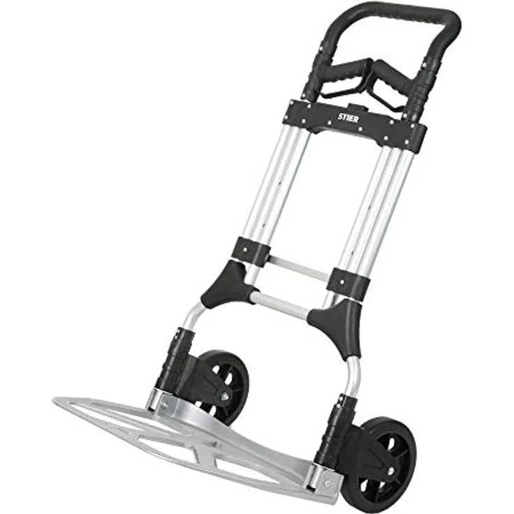 STIER Sackkarre Premium klappbar, Aluminium Transportkarre, Belastbarkeit bis 200kg, Stapelkarre zum Transportieren, Vollgummi-Bereifung, Griff stufenlos höhenverstellbar - Preisvergleich – Bild 1