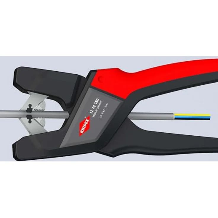 Knipex Abisolierzange 12 74 180, Automatische Abmantelungszange für flexible Zuleitungen, Ø 4,4 mm bis Ø 7,5 mm, ergonomischer Griff – Bild 6