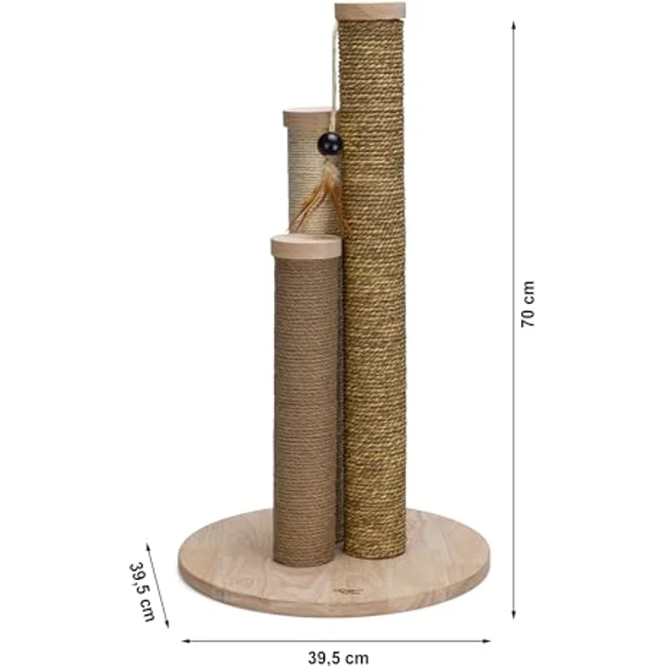 Designed by Lotte Willa (70 cm, Sand), Katzenbaum mit drei verschiedenen Kratzstämmen – Bild 2